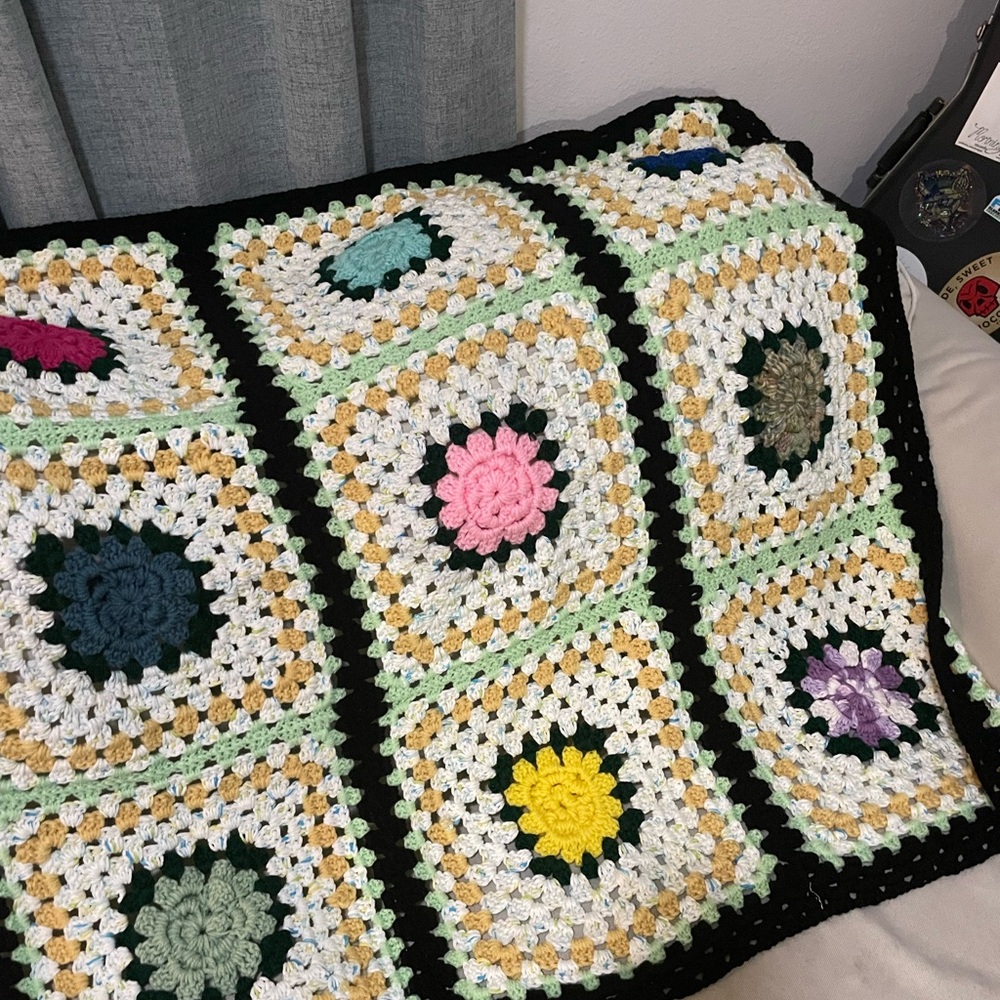 Beautiful handmade crocheted blanket. Never used.